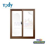 Tidy Jendela Double Sliding Kanan + Kiri Aluminium W1 100X120 Cm Coklat