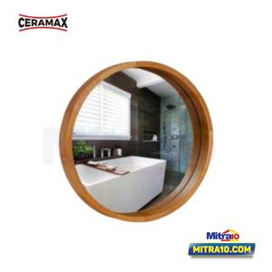Ceramax Cermin Bulat Teramo Natural WFR009 60 Cm Coklat