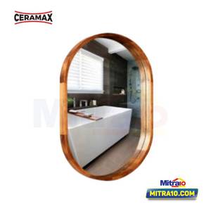Ceramax Cermin Oval Grosseto Natural WFR010 80X50 Cm Coklat