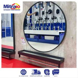 Ceramax Rak Handuk dan Cermin Bulat Ohio L YC-BA24155  60CM 