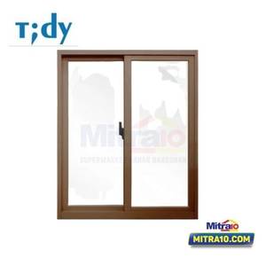 Tidy Jendela Double Sliding Kanan + Kiri Aluminium W1 100X120 Cm Coklat