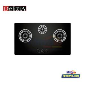 Delizia Kompor Tanam Kaca 3 Tungku DHG830STTGB 80 Cm Hitam
