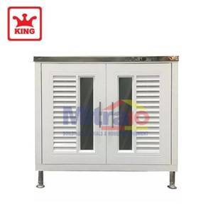 King Meja Kabinet + Wastafel Cuci Piring Satu Kolom Stainless XS-2NU-IR 78x88.5 x54 Cm Putih