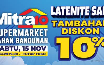 Latenite Sale Tambahan Diskon 10% | Sabtu, 15 November 2025