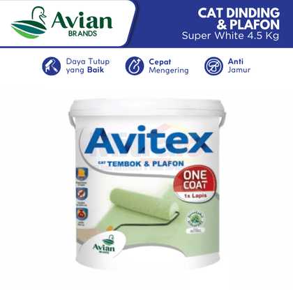 Jual Avitex Cat Dasar Dinding Dan Plafon One Coat Super White 4.5 Kg