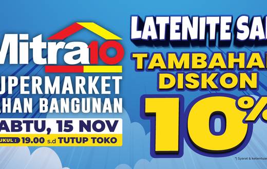 Latenite Sale Tambahan Diskon 10% | Sabtu, 15 November 2025