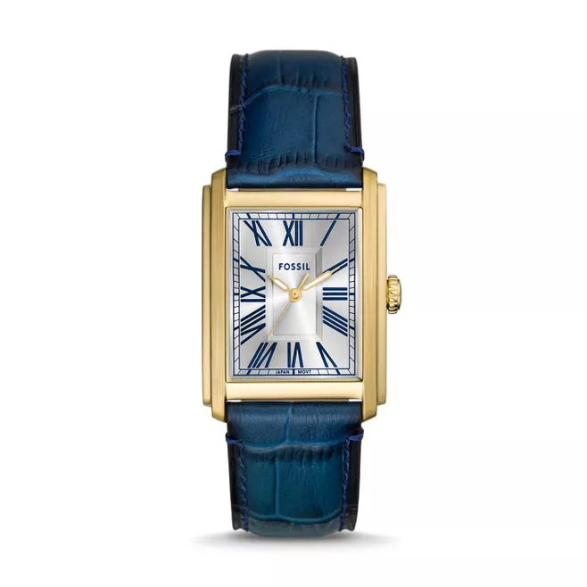 Carraway Three-Hand Navy Croco Leather Watch