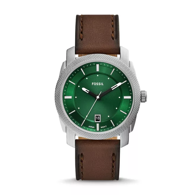 Machine Three-Hand Date Brown Leather Watch FS6085