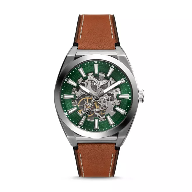 Everett Automatic Brown Leather Watch