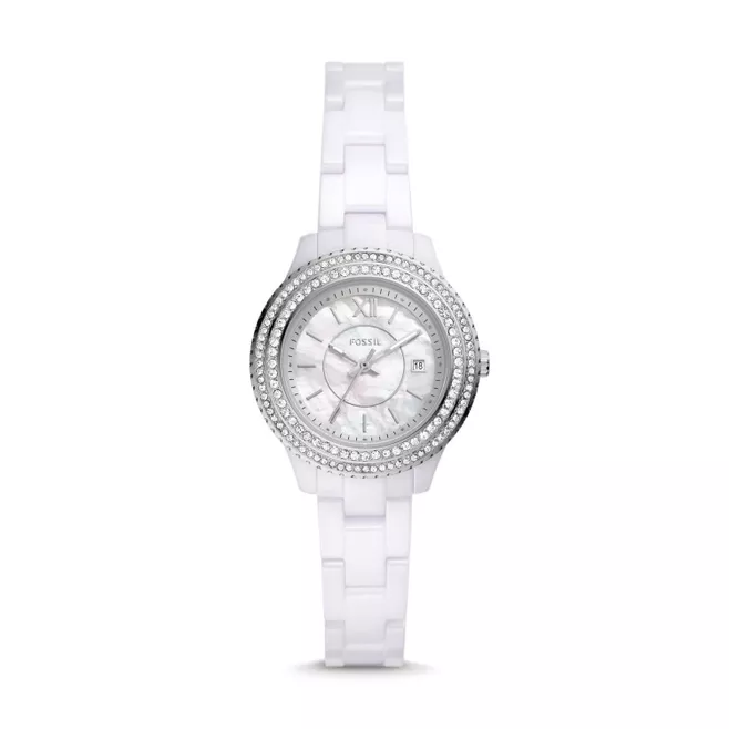 Stella Three-Hand Date White Ceramic Watch