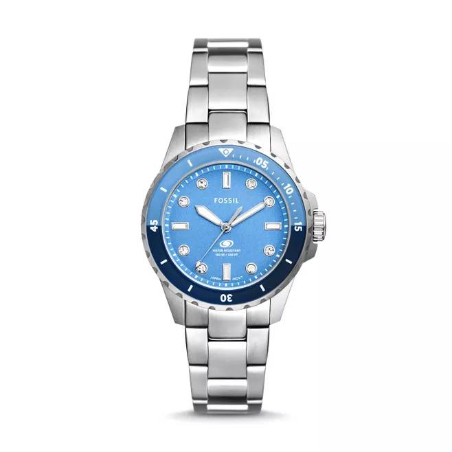 Fossil Blue Dive Three-Hand Silver Stainless Steel Watch