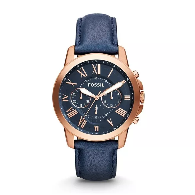 Grant Chronograph Navy Leather Watch