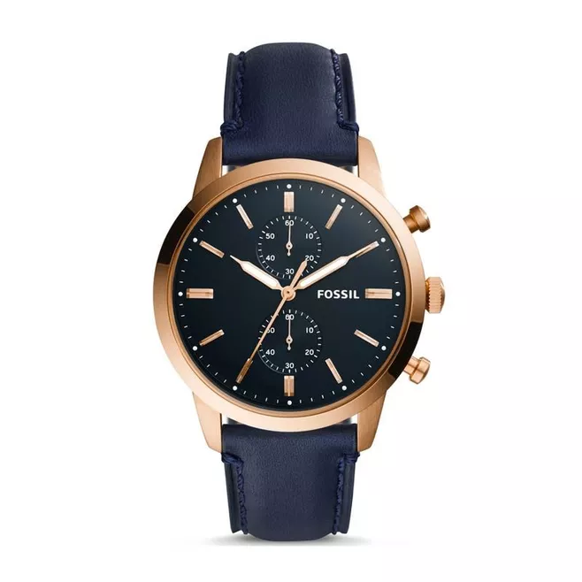 Townsman 44mm chronograph navy leather watch clearance