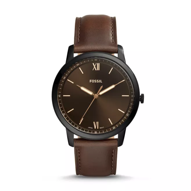 Minimalist Three-Hand Brown Leather Watch
