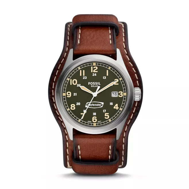 Defender Solar-Powered Medium Brown Eco Leather Watch