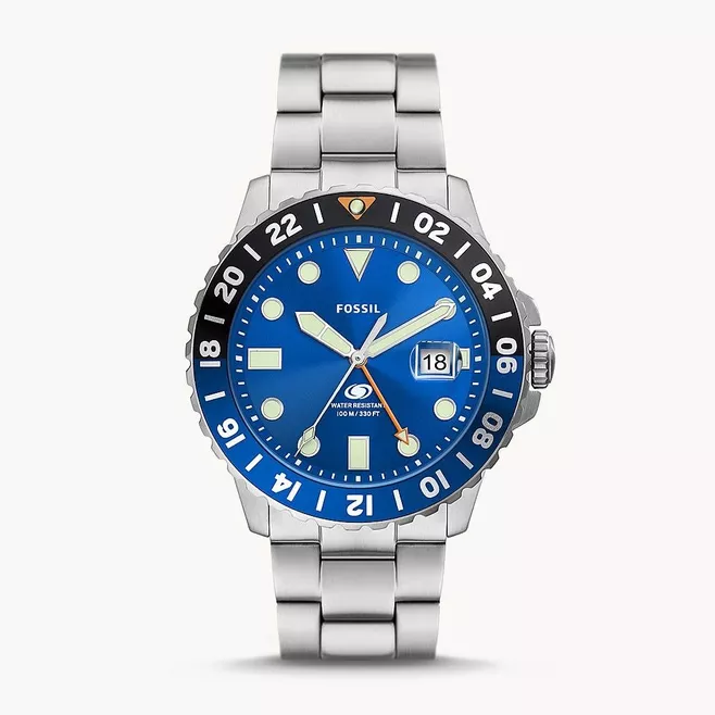 Fossil Blue GMT Stainless Steel Watch