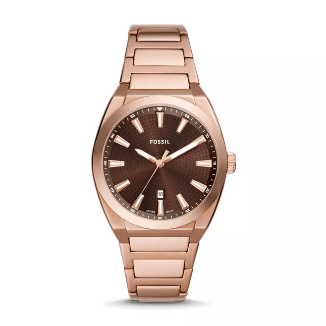 Everett Three-Hand Date Rose Gold-Tone Stainless Steel Watch