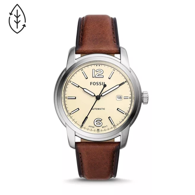 Fossil Heritage Automatic Brown Eco Leather Watch