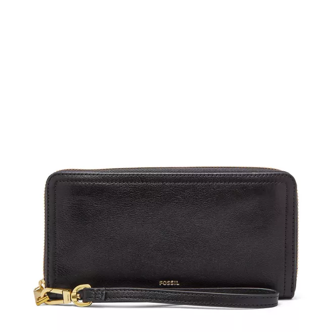 Logan RFID Zip Around Clutch Black