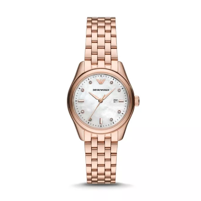 Emporio Armani Three-Hand Date Rose Gold-Tone Stainless Steel Watch  AR11615