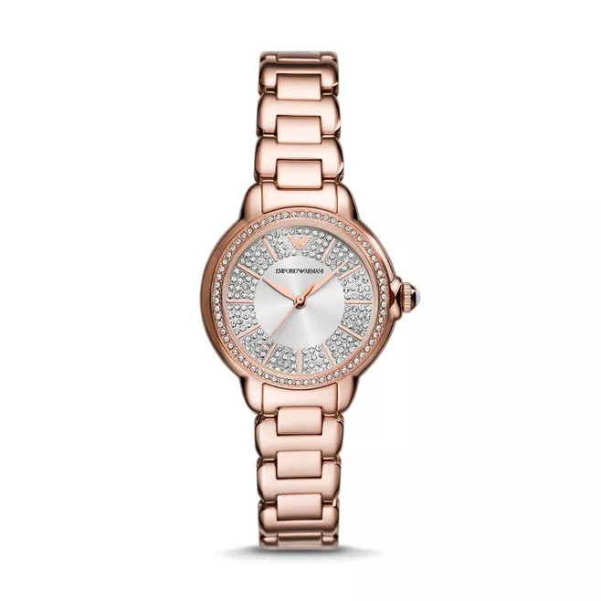 Emporio Armani Three-Hand Rose Gold-Tone Stainless Steel Watch AR11633