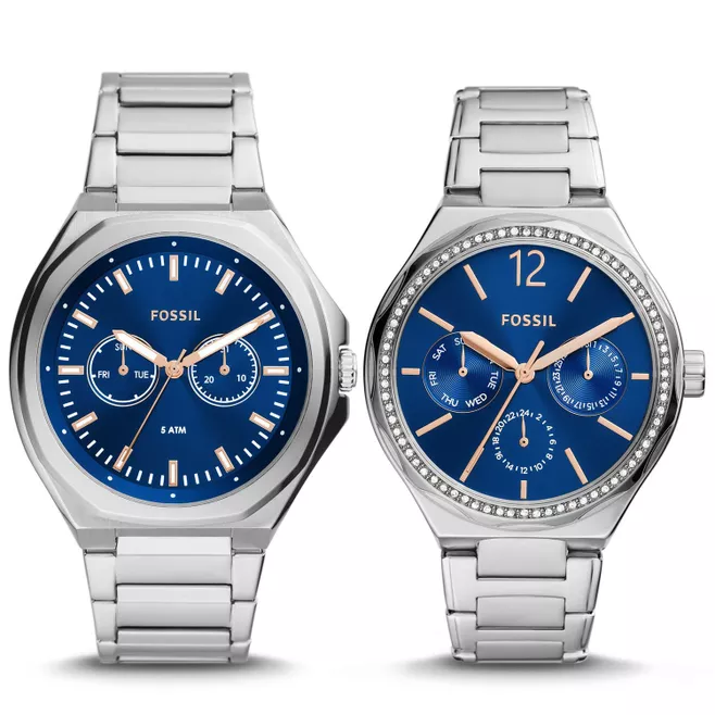 His and Hers Multifunction Stainless Steel Watch