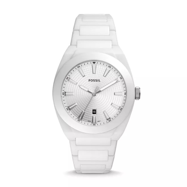 Everett Three-Hand Date White Ceramic Watch