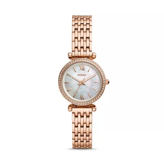 Carlie Mini Three-Hand Rose Gold-Tone Stainless Steel Watch