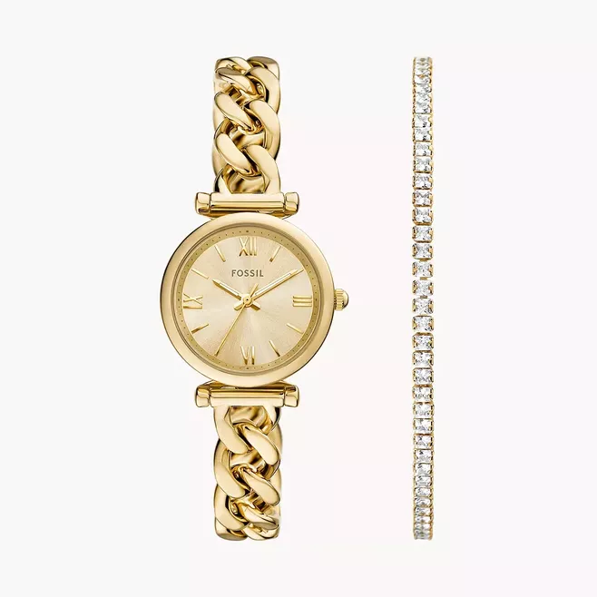 Carlie Three-Hand Gold-Tone Stainless Steel Watch and Bracelet Set  ES5387SET Original - Main Image