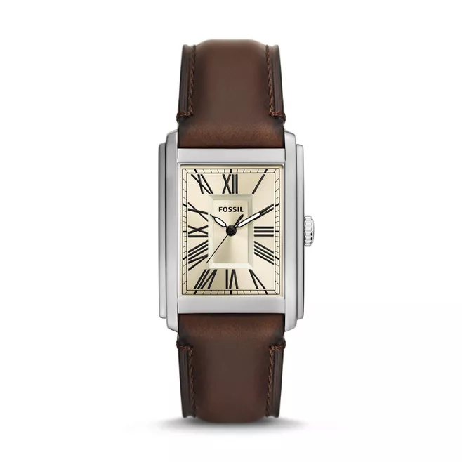 Carraway Three-Hand Brown Leather Watch