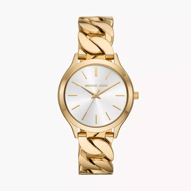Slim Runway Gold-Tone Curb-Link Watch MK7472