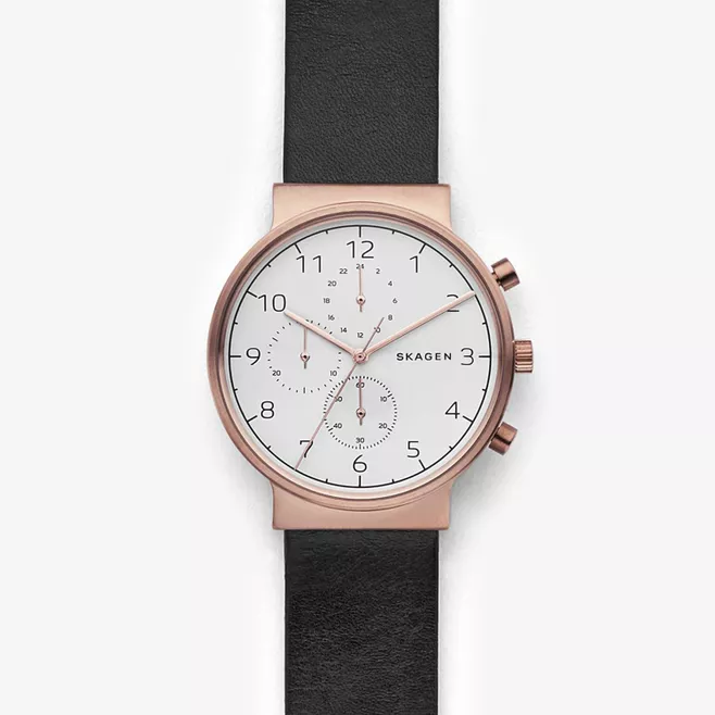 Ancher black leather chronograph online