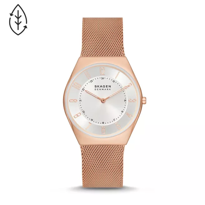 Grenen Ultra Slim Two-Hand Rose Gold Stainless Steel Mesh Watch