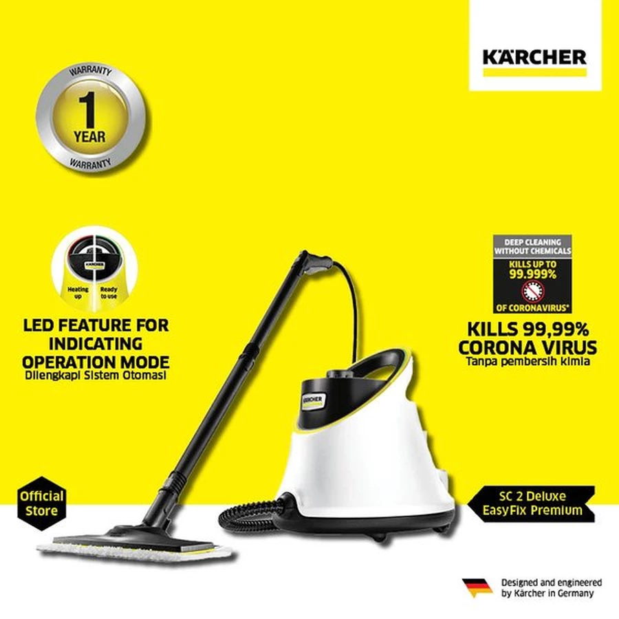 Karcher Official Web Store - Karcher SC 2 Deluxe EasyFix Premium 1500 Watt  Steam Cleaner White